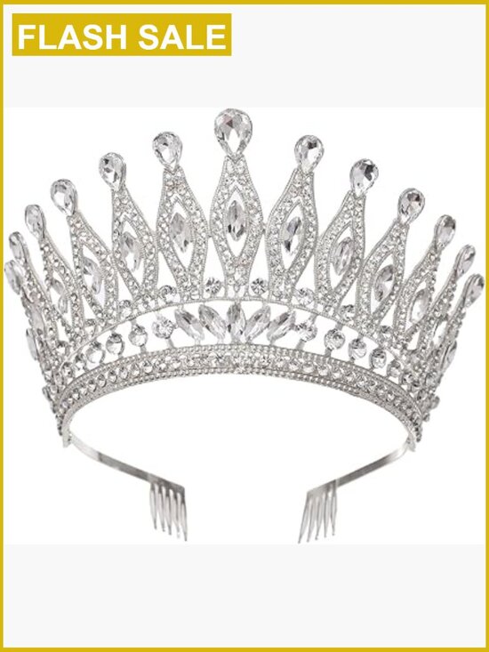 Sparkling Rhinestone Tiara Crown with Combs for Wedding Pageant Prom main image 4